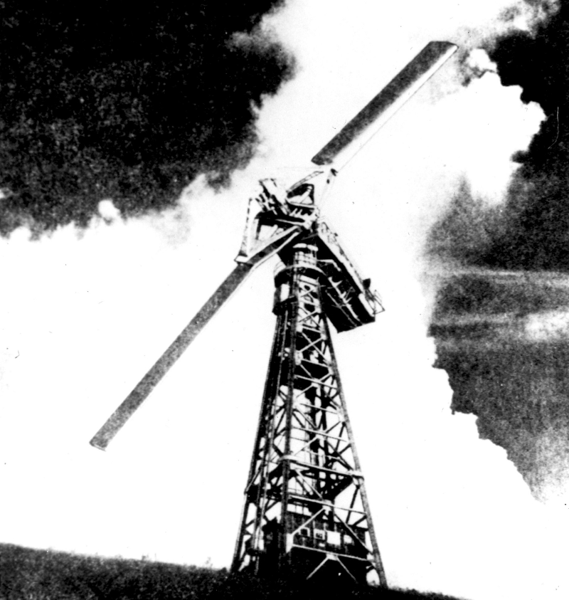 The world’s first one-megawatt wind turbine, built on Grandma’s Knob in 1941. Source: U.S. Department of Energy